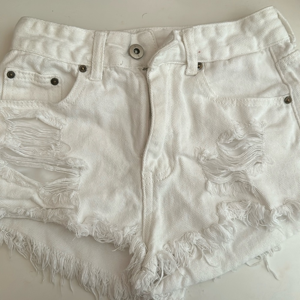 White jean shorts